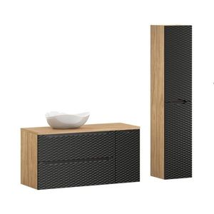 Koupelnová sestava Ocean s deskou, umyvadlem a skříňkami 120 cm černá/dub olejovaný vyobraziť