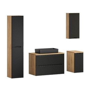 Koupelnová sestava Ocean s deskou, umyvadlem a skříňkami 90 cm černá/dub olejovaný vyobraziť
