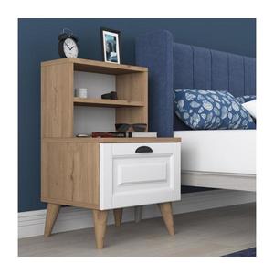 Nočný stolík RANI 45x74, 4 cm biela/hnedá 543WRN1401 vyobraziť