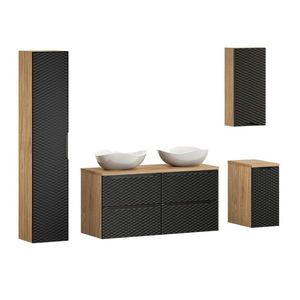 Koupelnová sestava Ocean s deskou, umyvadly a skříňkami 120 cm černá/dub olejovaný vyobraziť