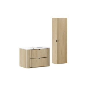 Koupelnová sestava Ovalia Pure se skříňkami a zápustným umyvadlem 80 cm dub Cremona vyobraziť