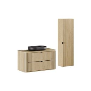 Koupelnová sestava Ovalia se skříňkami a umyvadlem 100 cm dub Cremona vyobraziť