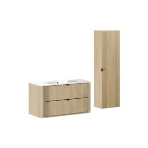 Koupelnová sestava Ovalia se skříňkami a zápustným umyvadlem 100 cm dub Cremona vyobraziť