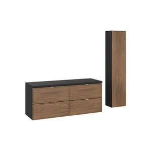 Koupelnová sestava s deskou a skříňkami Talia Casella 120 cm černý mat/dub casella vyobraziť