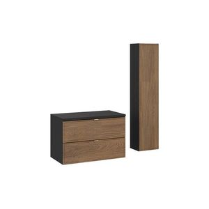 Koupelnová sestava s deskou a skříňkami Talia Casella 80 cm černý mat/dub casella vyobraziť