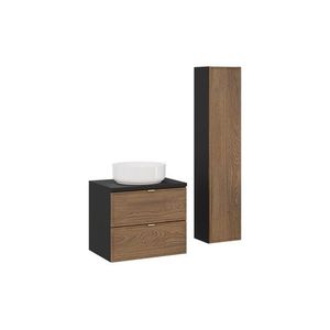 Koupelnová sestava s deskou, skříňkami a umyvadlem Talia Casella 60 cm černý mat/dub casella vyobraziť