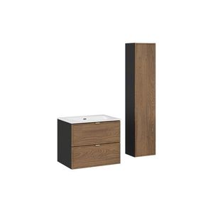 Koupelnová sestava s deskou, skříňkami a zápustným umyvadlem Talia Casella 60 cm černý mat/dub casella vyobraziť