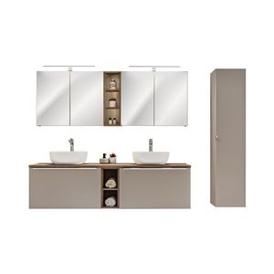 Koupelnová sestava SantaFe s deskou, umyvadly, zrcadly a skříňkami 180 cm taupe/dub santa fe vintage vyobraziť