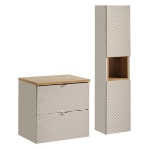 Koupelnová sestava Viva Cashmere I s deskou a skříňkami 60 cm kašmírová/dub artisan vyobraziť