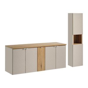 Koupelnová sestava Viva Cashmere s deskou a skříňkami 140 cm kašmír/dub coast evoke vyobraziť