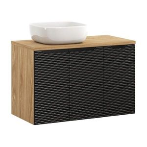 Koupelnová skříňka Ocean s deskou a umyvadlem 90 cm černá/dub olejovaný vyobraziť