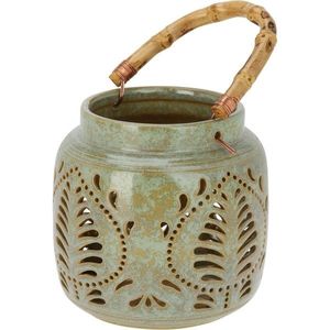 Lampáš porcelánový s bambusovým držadlom 14, 5 x 14 cm, zelená vyobraziť