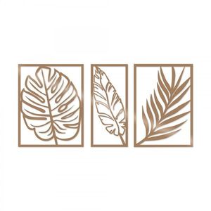 Kovová dekorácia na stenu Listy 80x38 cm meď vyobraziť