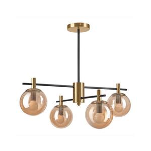 Luster na tyči LILOU 4xE14/5W/230V zlatá/čierna/dymová béžová LM-4.219 vyobraziť