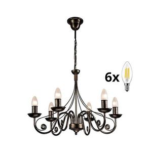 Brilagi - LED Luster na reťazi STEFANO 6xE14/40W/230V čierna patiny 8590828606703 vyobraziť