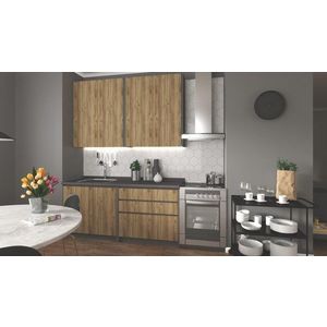 Kuchynská linka Dena 180 cm antracit/dub wotan vyobraziť