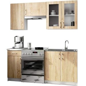 Kuchyňská linka Olivie 1, 8 m H720 prosklená bílá/dub sonoma vyobraziť