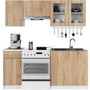 Kuchyňská linka Olivie 1, 8 m prosklená bílá/dub sonoma vyobraziť