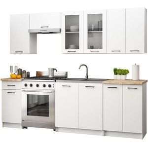 Kuchyňská linka Olivie 2, 4 m H720 prosklená bílá/dub sonoma vyobraziť