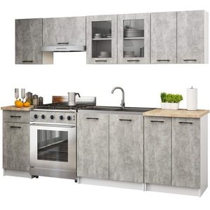 Kuchyňská linka Olivie 2, 4 m prosklená beton vyobraziť