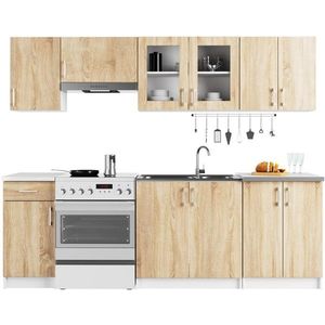 Kuchyňská linka Olivie 2, 4 m prosklená bílá/dub sonoma vyobraziť