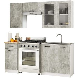 Kuchyňská linka Olivie H720 1, 8 m prosklená beton vyobraziť