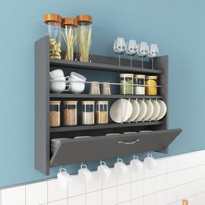 Kuchynská polica Knott 85 cm antracitová vyobraziť