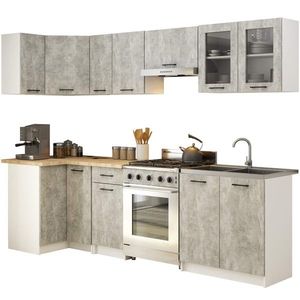 Kuchyňská rohová linka Olivie 3 m prosklená beton/dub sonoma vyobraziť