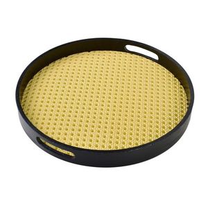 Kulatý dřevěný podnos DAZ černý/zlatý vyobraziť