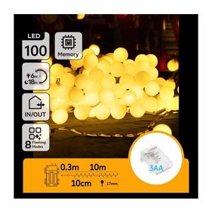 B.V. - LED Vonkajšia reťaz 100xLED/3xAA/8 funkcií 10, 3 m IP44 teplá biela B10303K4H vyobraziť