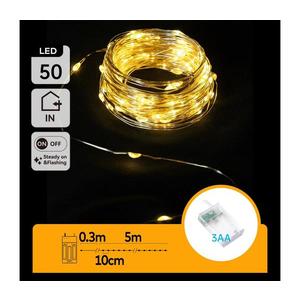 B.V. - LED Vianočná reťaz 50xLED/3xAA 5, 3m teplá biela B10303KO7 vyobraziť