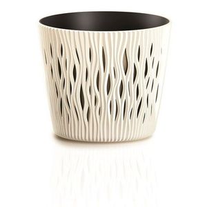 Kvetináč s vložkou Sandy Round krémový vyobraziť
