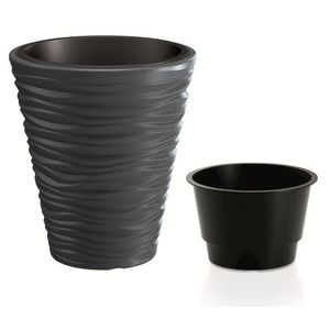 Kvetináč Small Sand s vložením tmavosivý vyobraziť