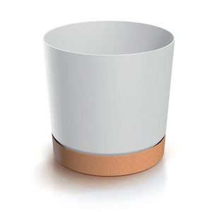 Květináč TUBOS PM s miskou bílý/hnědý matný vyobraziť