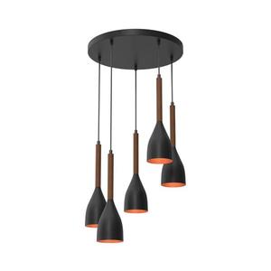 Luster na lanku MUZA 5xE27/15W/230V čierna/hnedá/medená/buk 9018 vyobraziť
