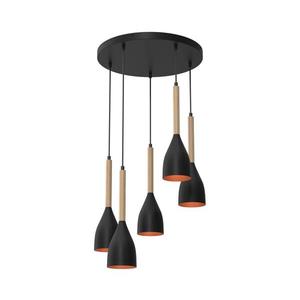 Luster na lanku MUZA 5xE27/15W/230V čierna/béžová/medená/buk 9016 vyobraziť