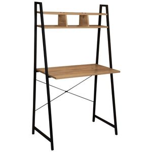 Loftový psací stůl s policemi ARIVKA černý/dub Craft vyobraziť