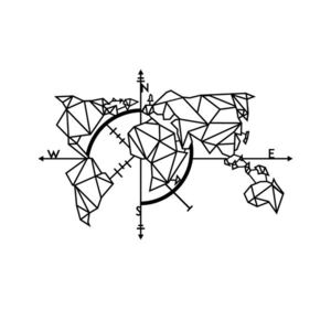 Nástěnná dekorace World Map Metal Decor 2 černá vyobraziť