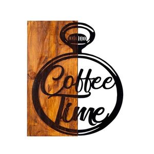 Nástenná drevená dekorácia COFFEE TIME hnedá/čierna vyobraziť