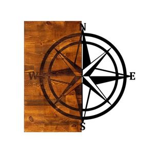 Nástenná drevená dekorácia COMPASS hnedá/čierna vyobraziť