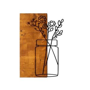 Nástenná drevená dekorácia FLOWERS hnedá/čierna vyobraziť