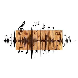Nástenná drevená dekorácia MUSIC hnedá/čierna vyobraziť