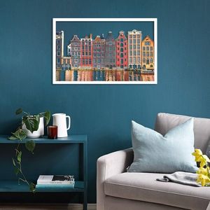 Nástěnná kovová dekorace Amsterdam Houses vícebarevná vyobraziť