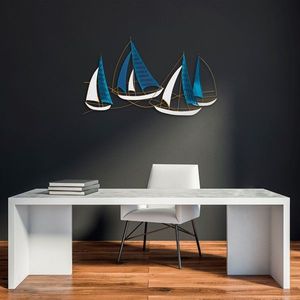 Nástěnná kovová dekorace Barbaros modrá/bílá vyobraziť