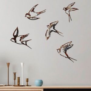 Nástěnná kovová dekorace Birds-2 vícebarevná vyobraziť