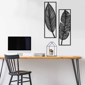 Nástěnná kovová dekorace FEATHER II černá vyobraziť