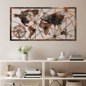 Nástěnná kovová dekorace World Map Large 3 vícebarevná vyobraziť