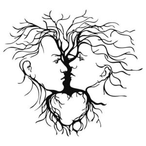 Nástenná kovová dekorácia MAN & WOMAN čierna vyobraziť