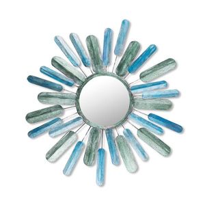 Nástenná kovová dekorácia MIRROR SUN modrá vyobraziť