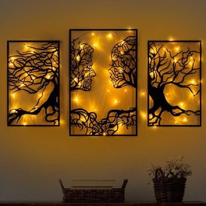 Nástěnná kovová světelná dekorace Tree Person černá vyobraziť